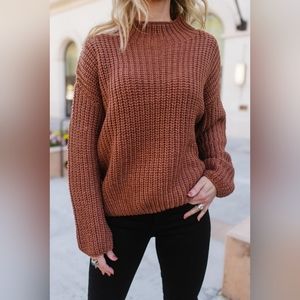 bishop + young Ribbed Mock Neck Sweater in Rust